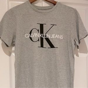 A Grey Calvin Kleins Jeans T-Shirt Dress in a size small.